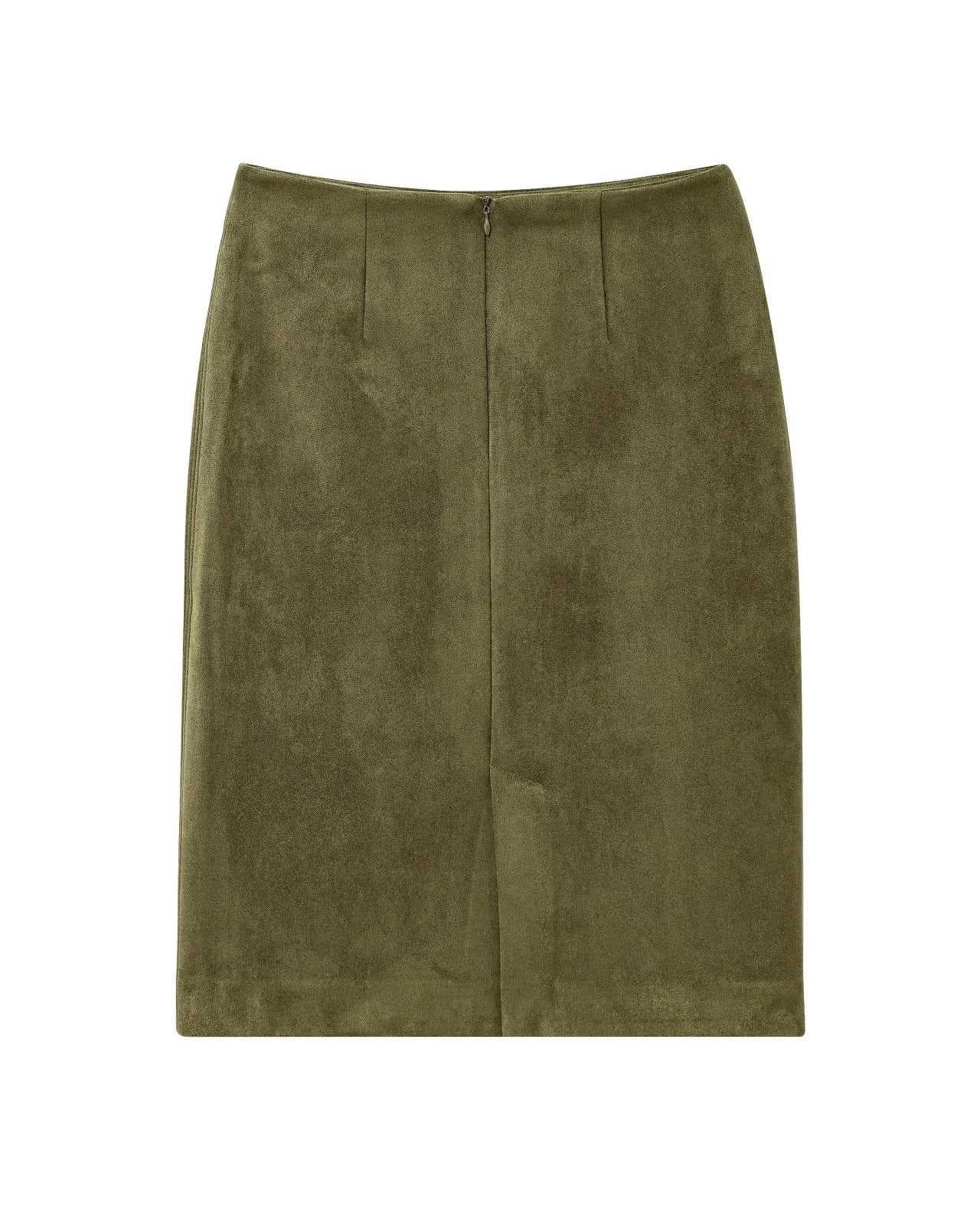 WHITE | Suede-style midi skirt