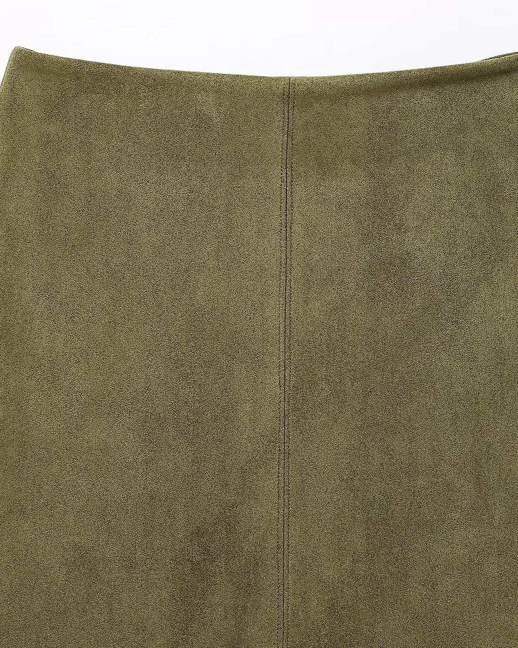 WHITE | Suede-style midi skirt