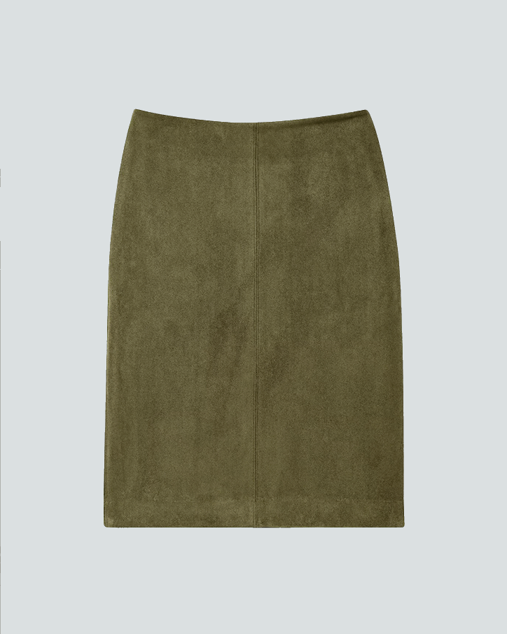 WHITE | Suede-style midi skirt