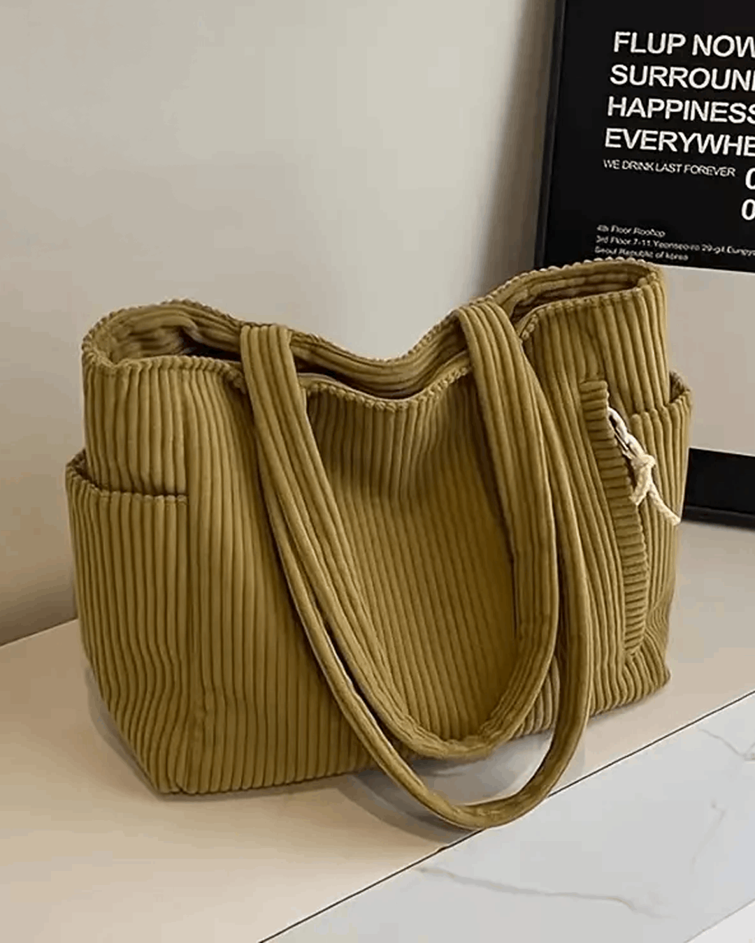 Tilda | Ribbed Tote Bag with Cord Detail