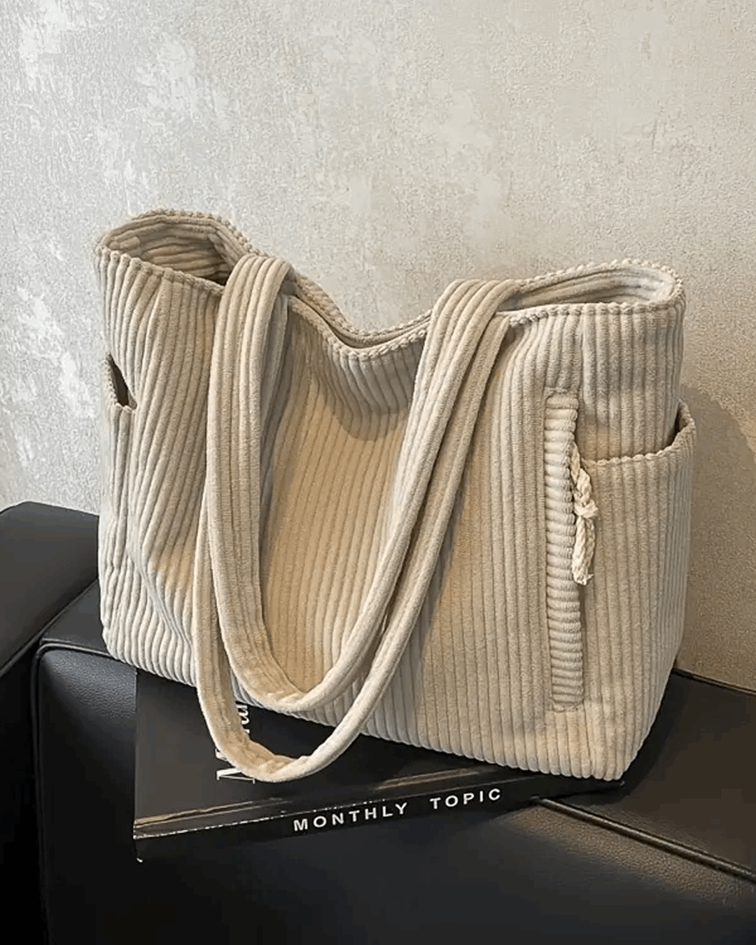Tilda | Ribbed Tote Bag with Cord Detail