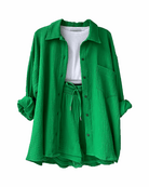 Maylee Cotton Button-Up Shorts Set