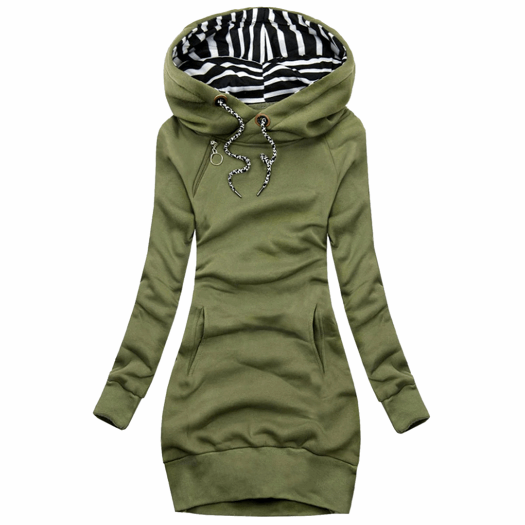 Comfy Serena | Relaxed slim dress with long sleeves and hood