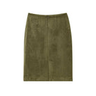 WHITE | Suede-style midi skirt