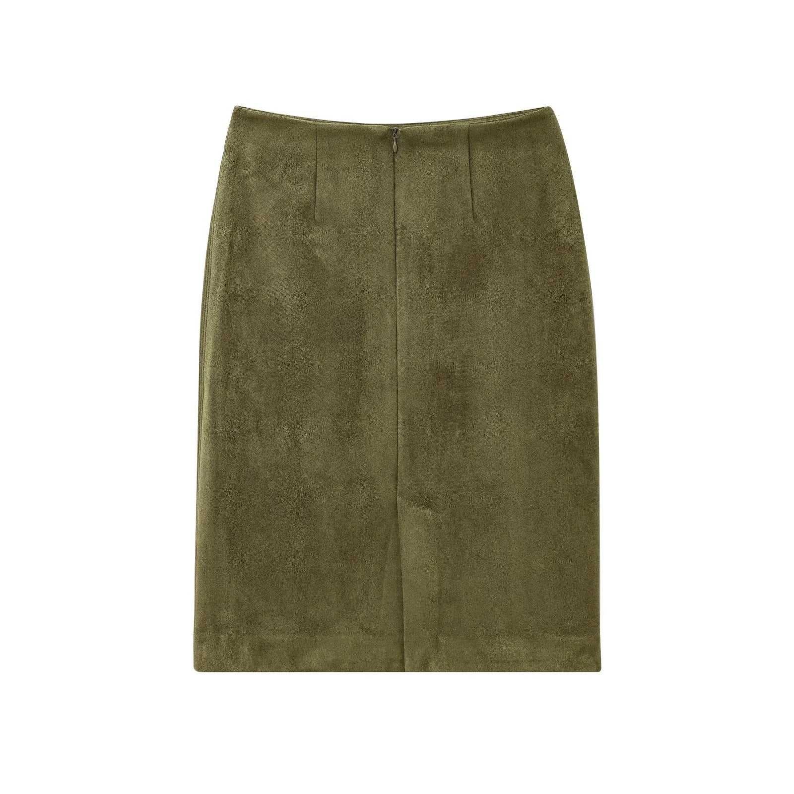 WHITE | Suede-style midi skirt