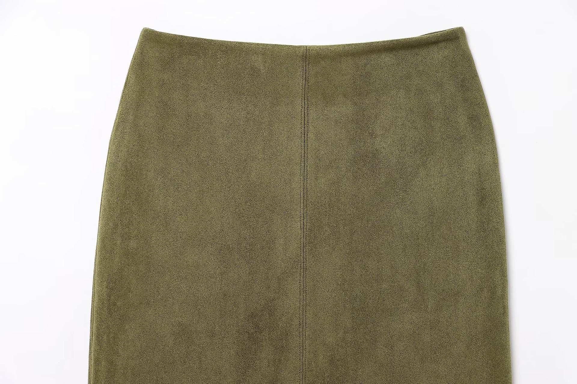 WHITE | Suede-style midi skirt