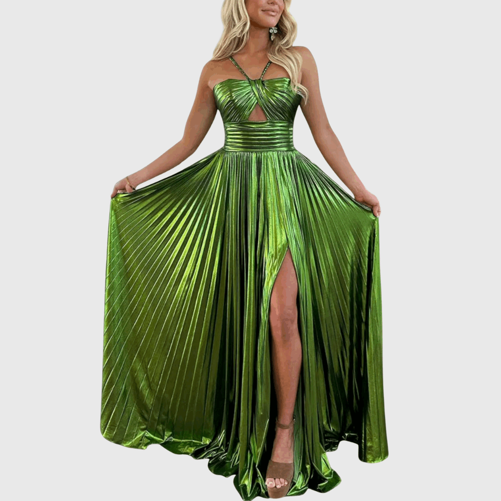 SHER | Maxi dress in metallic fabric