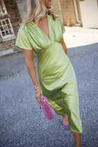 Eleonore™ | The satin dress with a V-neck
