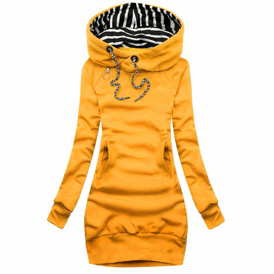 Comfy Serena | Relaxed slim dress with long sleeves and hood